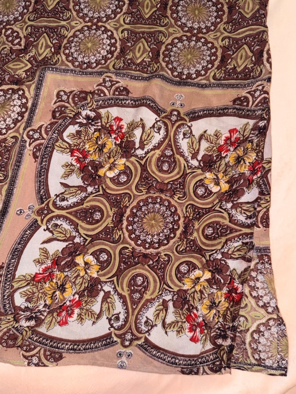 Angie Kimono‎ Oversized Brown Medallion Floral Boho Open Front Medium Cardigan - Picture 10 of 14